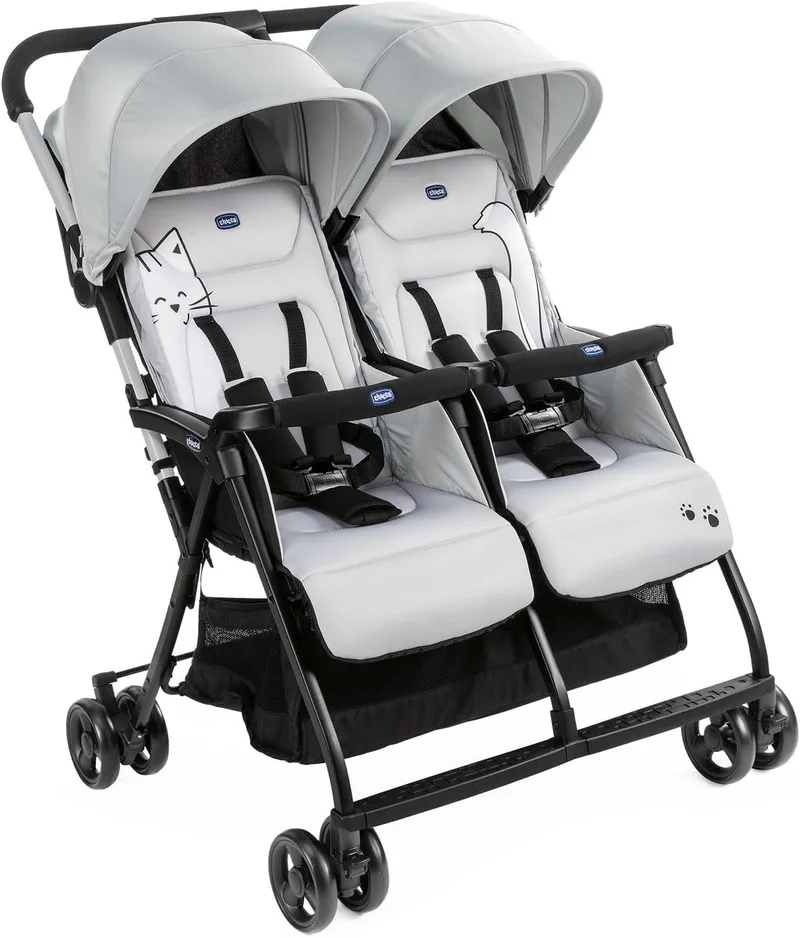 شيكو Chicco Ohlalà Twin Stroller 0m-3y, Silver Cat